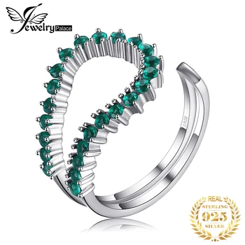 JewelryPalace Simulované Nano Emerald 925 Sterling Silver Otvoriť Nastaviteľný Krúžok pre Ženy Vyhlásenie Zelený Drahokam, Jemné Šperky