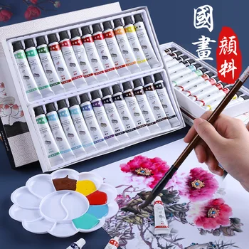 Kabaxiong Čínske Maľby Farby 12 Farieb 24 Farby Začiatočník Nástroj Nastaviť Atrament Maľovanie Box Čínske Maľby Farba Trubice