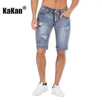 Kakan - Európske a Americké letné nové pánske džínsy, osobné vintage roztrhané džínsy K02-301