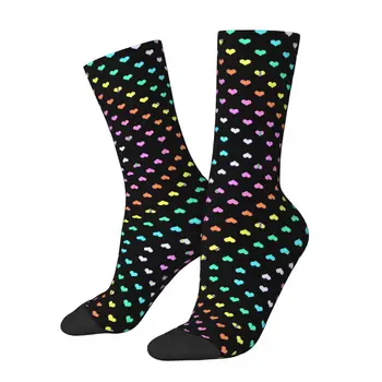 Kawaii Black Rainbow Srdcia R92 Osadenie Zábavné Grafické NAJLEPŠIE KÚPIŤ pre Humor Grafické Kontrast farieb Elastické Ponožky