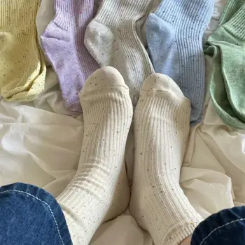 Kawaii Japonskej Módy Ponožky s Blikajúce Ponožky Ženy Ponožky Roztomilý Pevných Farieb College Harajuku Štýl Bavlnené Ponožky médiá