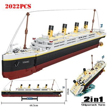 Klasické Filmové 2 V 1 Titanic Veľké Výletné Lode Steamship Stavebné Bloky Technické Shipwrecks Loď Priateľmi Tehly Deti Hračky