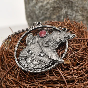 Kreatívne Cartoon Čierna Mačka Mesiaca Červený Kameň Chokers Náhrdelníky pre Ženy Goth Príslušenstvo Šperky Designer