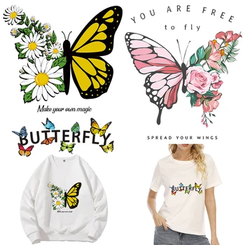 Krásne Butterfly Girl T-shirt Vytlačené prenos Tepla vinyl pruhy Žehlička Na Škvrny Oblečenie, dekorácie DIY Železa nálepky