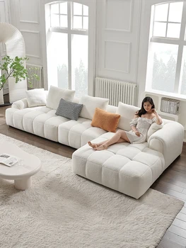 Krém štýl rovno textílie gauč malých rodinných obývacia izba biela jednoduché moderné lístkového technológie flannelette čistý červený gauč