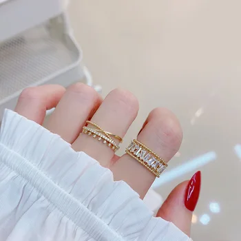 Kórea Módne Crystal Geometrické Prstene pre Ženy Lete Nové MODULY Vietor Prst Spoločné Krúžok Strany, Šperky, Doplnky, Veľkoobchod
