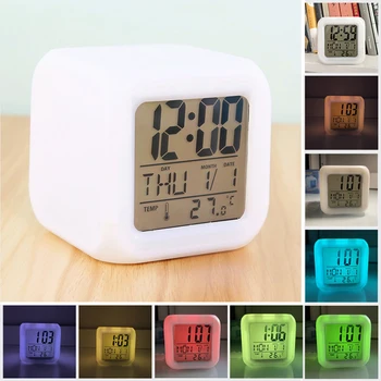 LED Digitálny Budík Farba Meniacej sa Módy Elektronické Hodiny s Časom Dátum Spánok Home Office Deti Alarm