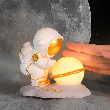 LED Mesiac Nočné Svetlo Domova Figúrky Priestor Muž Miniatúrne Astronaut Mesiac Lampa Deti Spálne Dekorácie Nočné Osvetlenie