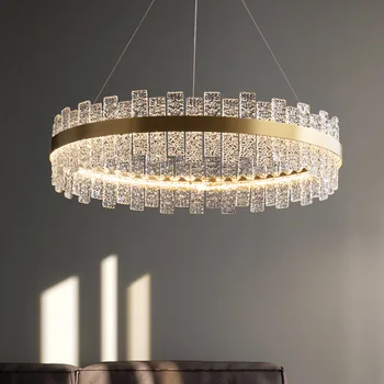 LED Prívesok, Lampy, Svetelné Umenie Moderné crystal tvorivé luxusná obývacia izba umenie vody vzor sklenený jedálenský svetlo kolo posteľ