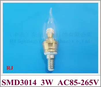 LED sviečka, žiarovky lampy crystal žiarovka svetla valec štýl 360 emisií uhol E14 3W SMD3014 30led 270lm AC85-265V CE ROSH