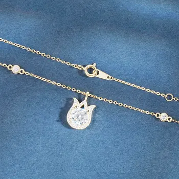 Lesklé výber S925 mincový striebro náhrdelník jeden karát moissan, diamant kľúčnu kosť reťazca, jednoduchý a všestranný náhrdelník, netto