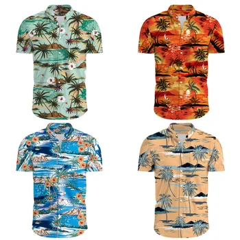 Letné Mužov Havajské Košele Bežné Tropických Rastlín Tlač Dizajn Pláži Voľný čas Dovolenky Štýl Pohodlné Trendy pánskeho oblečenia