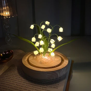 Lily of The Valley, Stolové Lampy, Nočné Svetlo, Ručné Umelé Kvety Svetlo Batérie Powered Ornament Darčeky pre Valentines Day