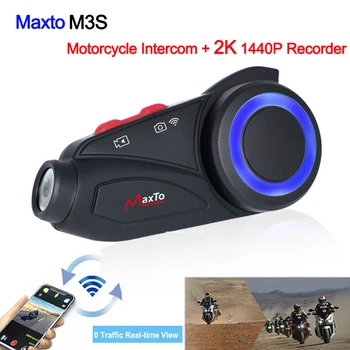 MAXTO M3S Motocykel, Kamera, videorekordér 2k 1440P Cyklistické Prilby Intercom Skupiny 6 Jazdcov, Bluetooth, Wifi Motorke DVR Dash Cam