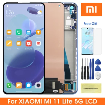 Mi 11 Lite Displej Výmenu, pre Xiao Mi 11 Lite 5G M2101K9G M2101K9C Displeja Lcd Digitálny Dotykový Displej s Rámom