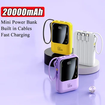 Mini Power Bank 20000mAh 66W Rýchle Nabíjanie Externej Batérie, Nabíjačky Postavený v roku Káble Powerbank Pre iPhone 12 Pro Xiao 9 Huawei