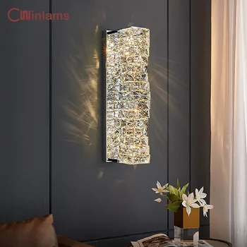 Moderné Interiérové Led Minimalistický Crystal Nástenné Lampy, Obývacia Izba, Spálňa Gold Luxusné Nočné Nástenné Svetlo Pre Hotel Spálne