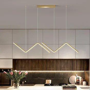 Moderné LED luster Nodic Zlatý Luster Nordic Minimalistický Reštaurácia Pásy Trubice Luster Kuchyne, Kancelárie Dekoratívne Svetlo