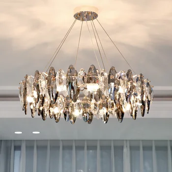 Moderný Luster Luxusné Crystal LED Prívesok na Čítanie Obývacia Spálňa Domova Kolo Kryštály Závesné Svetlo Pozastavenie Svietidlo