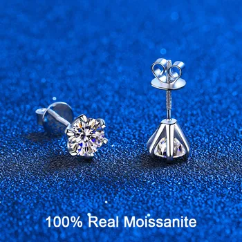 Moissanite Stud Náušnice Skrutku Späť 0.6 CT-4.0 CT 14K Pozlátené Striebro S925 Okrúhly Rez Lab Diamond Náušnice Šperky pre Ženy