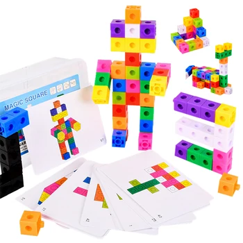 Montessori Materiál Rainbow Stavebné Bloky Hračka Viacprvkové Zavesenie Odkaz Počítanie Naskladať Kocky Snap Bloky Raného Vzdelávania Hračky Pre Deti