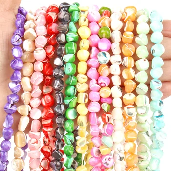 Multicolor Prírodné 6-8 mm Nepravidelný perleť Shell Perly Voľné Dištančné Korálky Pre Šperky, Takže Diy Náramok Príslušenstvo