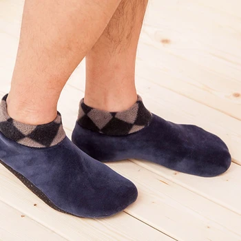 Muži Zahustiť Zime Teplé Loď Ponožky Non Slip Elastické Vnútorné Podlahy Črievičku Ponožky