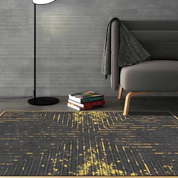 Móda Moderné Abstraktné Svetlo Luxusné Biele Zlato Geometrické Línie, Obývacia Izba, Spálňa, Nočné Koberce, Rohože Prispôsobenie