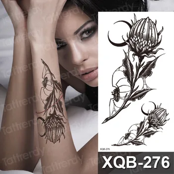 Móda Ženy, Dievča, Dočasné Tetovanie Nálepky Black Roses Dizajn Pivónia Kvet Ramena Body Art Henna Falošné Tetovanie Nálepky predlaktie tetovanie