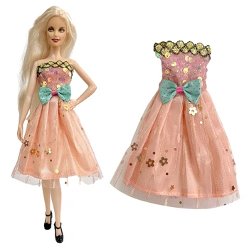 NK Úradný 1 Ks Bábika Hradu krásna luk čipky šaty, lesklé korálkové nádherné malé večerné šaty Pre Bábiku Barbie 1/6 Hračka