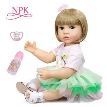 NPK 55 CM celého tela silikónové blond vlasy pôvodnej bebe bábika mäkké reborn batoľa dievča princezná baby doll nepremokavé vaňa hračka
