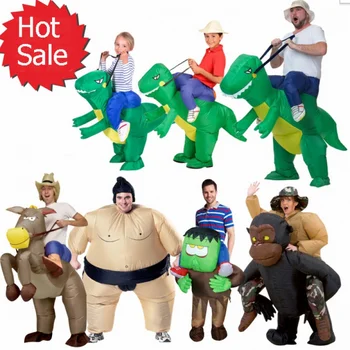 Nafukovacie Halloween Kostýmy Pre Dospelých, Deti Ventilátor T-rex Gorila Sumo Krava, Kôň, Kovboj Dinosaura Nafukovacie Kostým