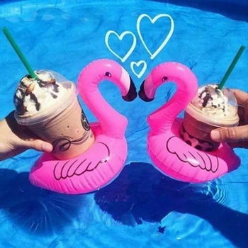 Nafukovacie Plávajúce Flamingo Bazén Pláži Vypiť Si Pohár Piva Držiteľ Čln