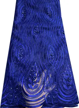 Najnovšie Afriky Šnúrky Tkaniny Vyšívané Afriky francúzskej Čipky Textílie Lacné Afriky francúzsky Čistý Tylu Textílie Kráľovská Modrá YYS008