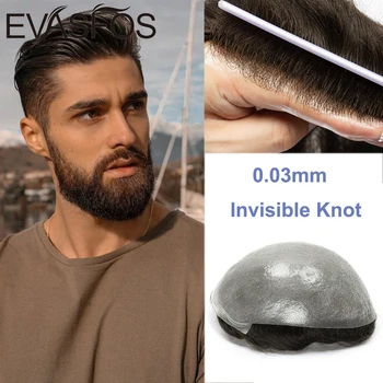 Neviditeľné Uzlov Mužov Kapilárnej Protéza Parochňu Pre Mužov 0.03 mm Ultra Tenkú Kožu Vlasy Náhradné Mužov Toupee Prirodzené Vlasy Systém Muži