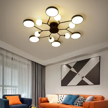 Nordic Štýl Čierny Dizajn sklenenú Guľu Nové Moderné LED Luster Pre Obývacej Izby, Spálne, Jedáleň, Kuchyňa Svetlo