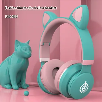 Nová hlava-montáž roztomilý módne mačka ucho headset bezdrôtový bluetooth headset s mikrofónom hudby hovor ťažké basy káblové gaming headset