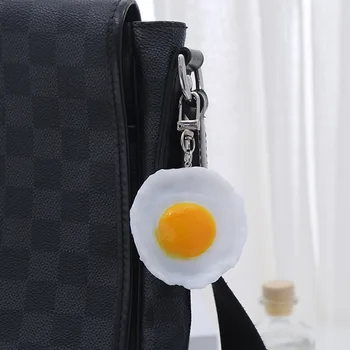 Nové simulácie vyprážané vajcia keychain zábavné jedlo model roztomilý cestovná taška na auto prívesok Ženy Čačky ozdoby llaveros šperky darček