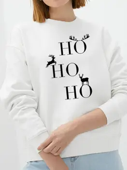 Nový Jednoduchý Módny Vianočný List Oblečenie Móda Tlač O-Krku Pulóvre Ženy Oblečenie Žien Grafické Mikiny