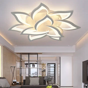 Nový Moderný LED Luster Pre Spálne, Obývacia Izba, Kuchyňa Domov S Diaľkovým ovládaním Kvet Tvar Akryl Dizajn Umenie Stropné Lampy