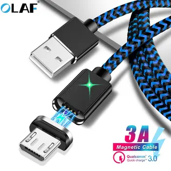 OLAF Micro USB Magnetické Kábel Magnet na Rýchle Nabíjanie 3A microusb kábel pre xiao huawei Android rýchly mobilný telefón, Dátový kábel drôt