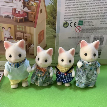 Originálne Japonské Sambel rodina rodina rodina rodina, hračky, bábiky, zvierat bábiky, mini ozdoby, biela mačka rodina
