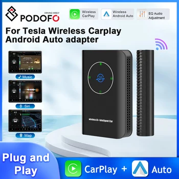 Podofo Carplay Dongle Pre Tesla Model Y 3 X S Bezdrôtové Carplay AI Box Android Auto Adaptér AI Hlas 5G Plug And Play Mini Box