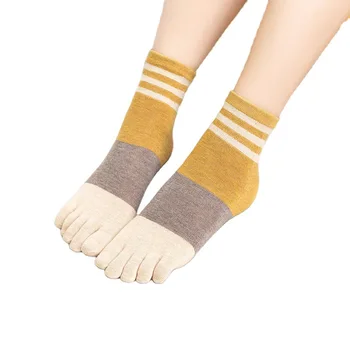 Ponožky Ženy Bavlna Dámske Ponožky Farebné Pruhované Mozaiku Piatich Prst, Prst Priedušné, Mäkké, Krátke Ponožky Dievčatá Streetwear Dropship