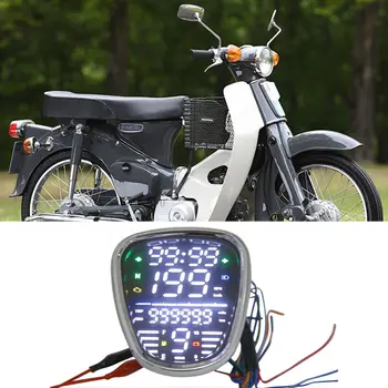 Pre Honda C70 C90 Motocykel LED Digitálny Merač Otáčok počítadlo kilometrov Rýchlomer Prevodov