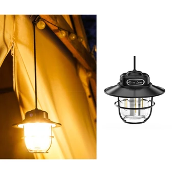 Prenosné Camping Lampy Čierne Vonkajšie Závesné Osvetlenie Nabíjateľná Kempovanie Svietidlá s Hákom Plast Materiál pre Vonkajšie