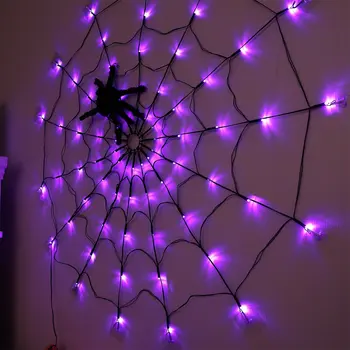 Priemer Slnečnej Halloween pavučina Svetlá 60LED 8Mode Spider Čistý Svetlá Pre Strany Dvore, Záhradný Bar Strašidelný Dom Dekor