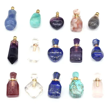 Prírodný Kameň Parfum Fľašu Prívesok Nepravidelný Semi-drahé Charms Oddiel Náhrdelník Prívesok Na Šperky, Takže Príslušenstvo
