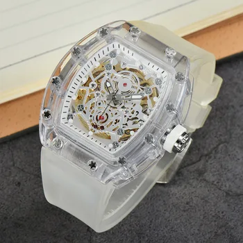 Pánske 43mm Mechanické Hodinky Svetelný Nepremokavé Tonneau Muž Náramkové hodinky Výrobcovia dodávajú Plastové Shell Barel Typ Hodiniek