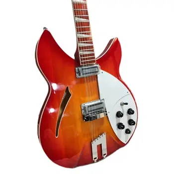 Pôvodné priamy predaj 12-string elektrická gitara, západ slnka farba, semi-hollow gitara, dodanie zdarma v Xinqiao.